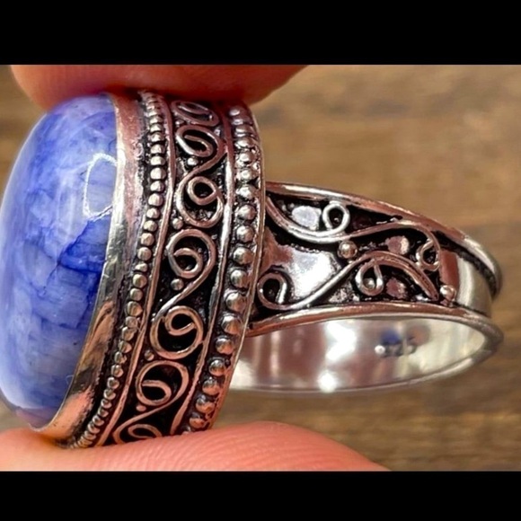 Blue Solar Quartz Ring 925 - Picture 7 of 8